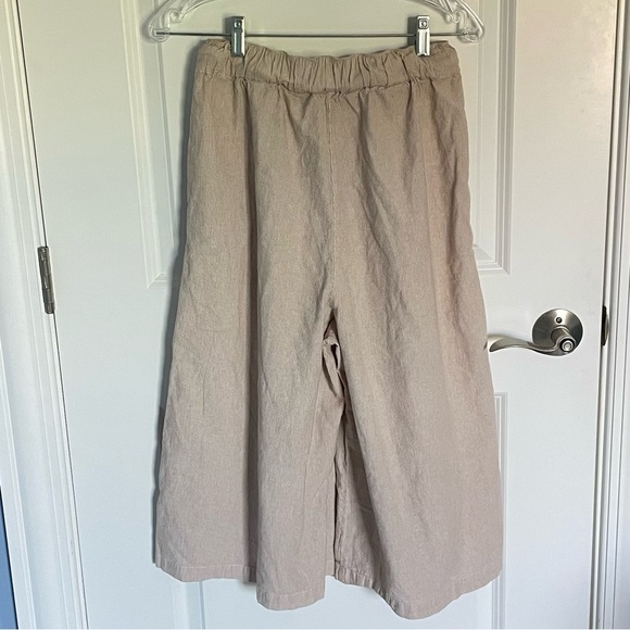 Oak + Fort Tan Pinstriped Drawstring Elastic Waist Wide Leg Pants 35881 - Picture 6 of 14